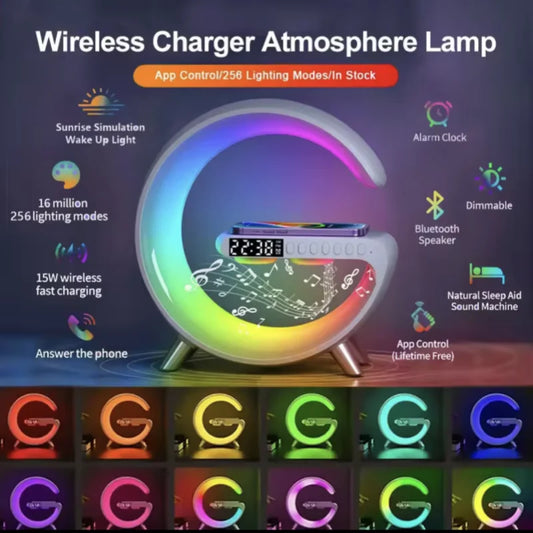 Lámpara Nocturna RGB con Base de Carga Inalámbrica